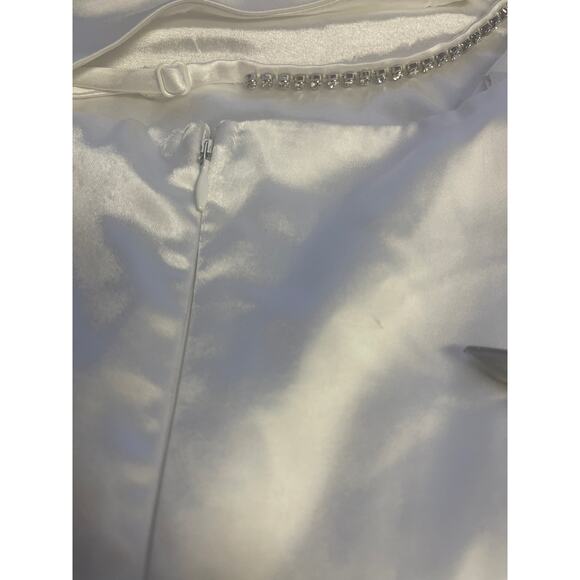 LULU'S Sz S Dose of Romance Ivory Satin Halter Wide-Leg Jumpsuit B169 *flaw - Picture 10 of 14